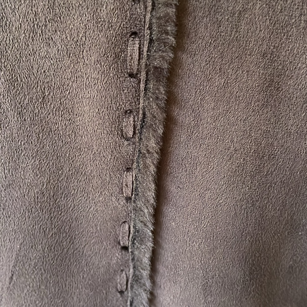 Pristine USA faux fur lined Suede Sherpa brown jacket size L - Picture 8 of 13